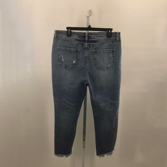 KANCAN Blue Vintage High Rise Distressed Slim Straight Ankle Jeans - Picture 6 of 12